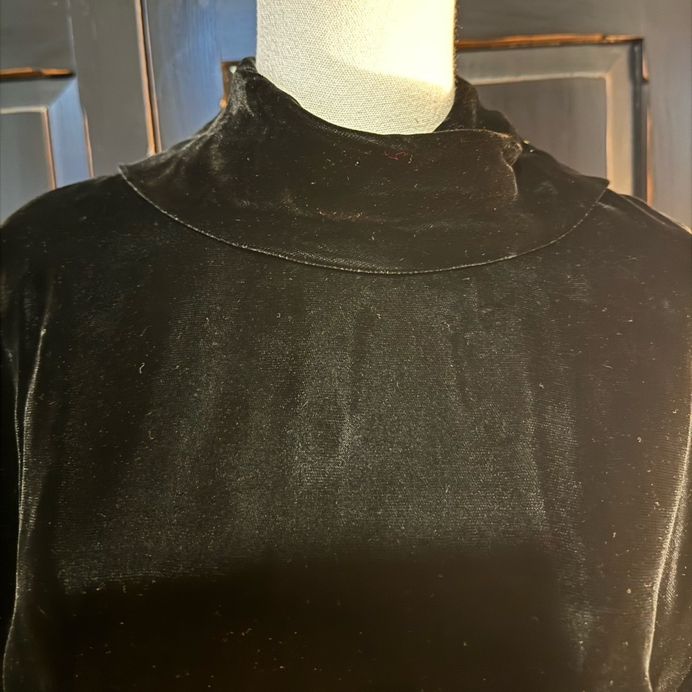 Joseph Kibhoff Black Velvet Long Sleeve Dress - Picture 2 of 5